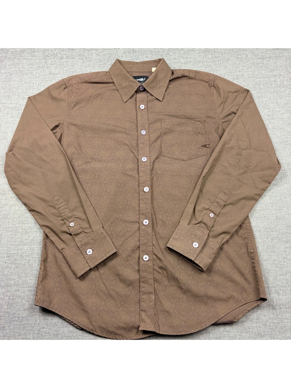O'Neill Men's Long Sleeve Brown Patterned Button-Up Shirt Size L